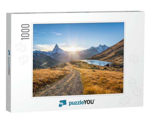 Stellisee & Matterhorn Mountain in the Swiss Alps, Switze... Jigsaw Puzzle with 1000 pieces