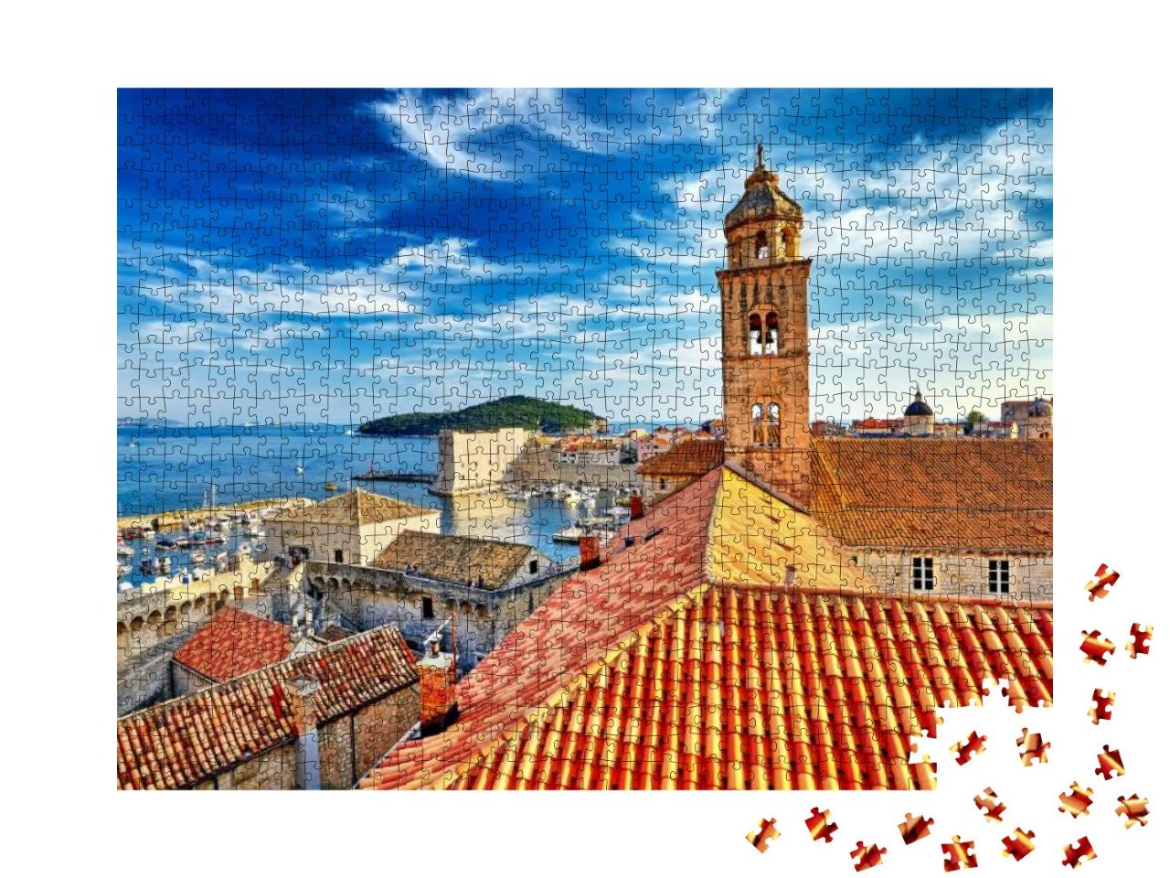 The Amazing Panorama Dubrovnik Old Town Roofs At Sunset... Jigsaw Puzzle with 1000 pieces