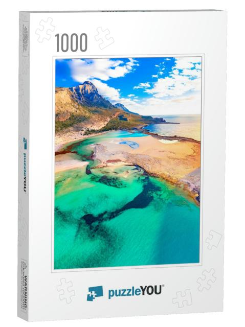 Amazing Aerial View of Balos Lagoon with Magical Turquois... Jigsaw Puzzle with 1000 pieces