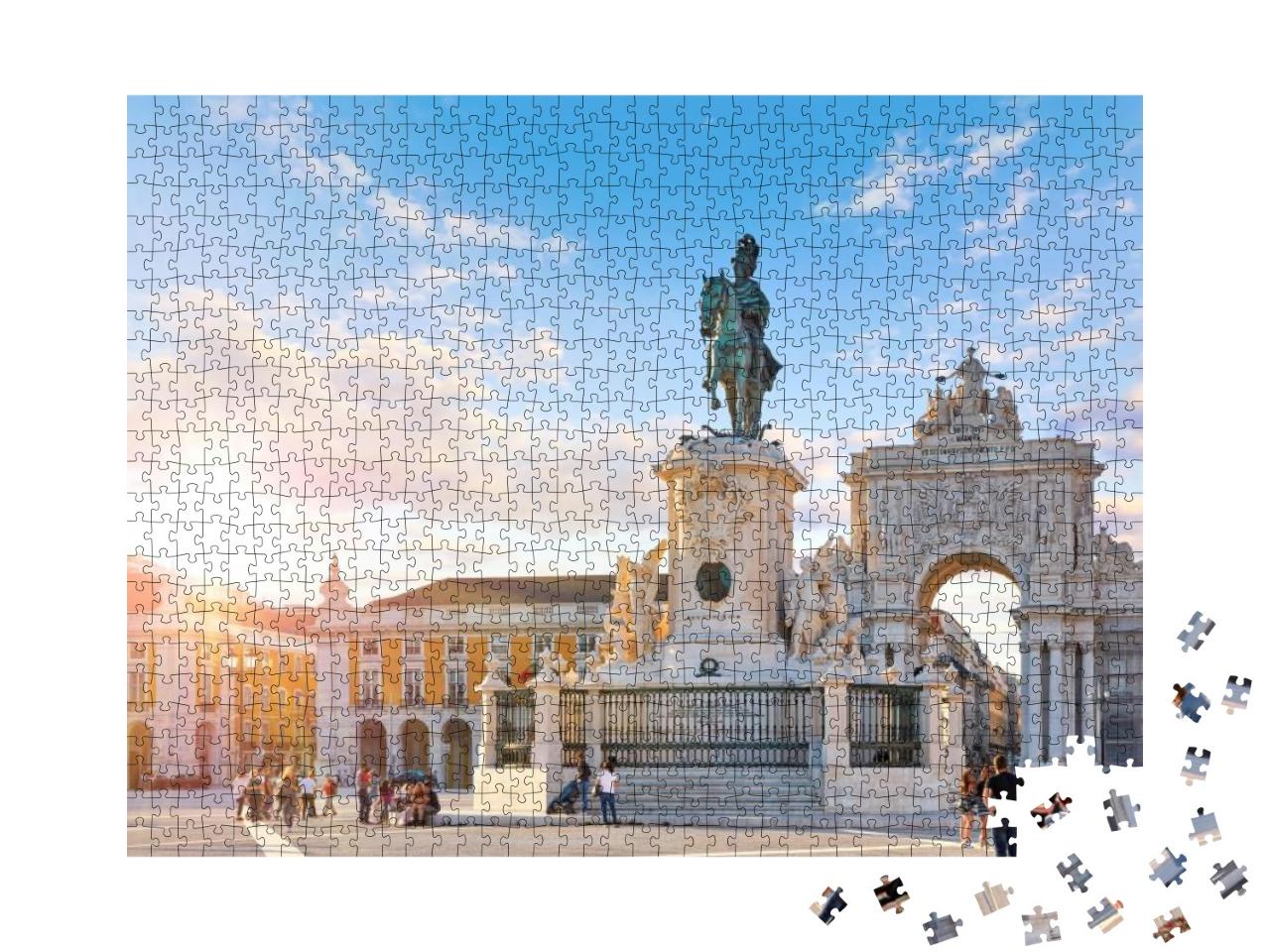 Lisbon, Portugal. King Jose I Statue At Praca Do Comercio... Jigsaw Puzzle with 1000 pieces