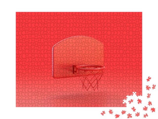 Monochrome Single Color Red 3D Icon, a Basketball Hoop in... Jigsaw Puzzle with 1000 pieces