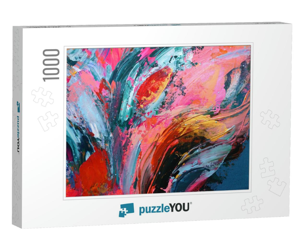 Bright Colorful Hand Painted Abstract Background... Jigsaw Puzzle with 1000 pieces