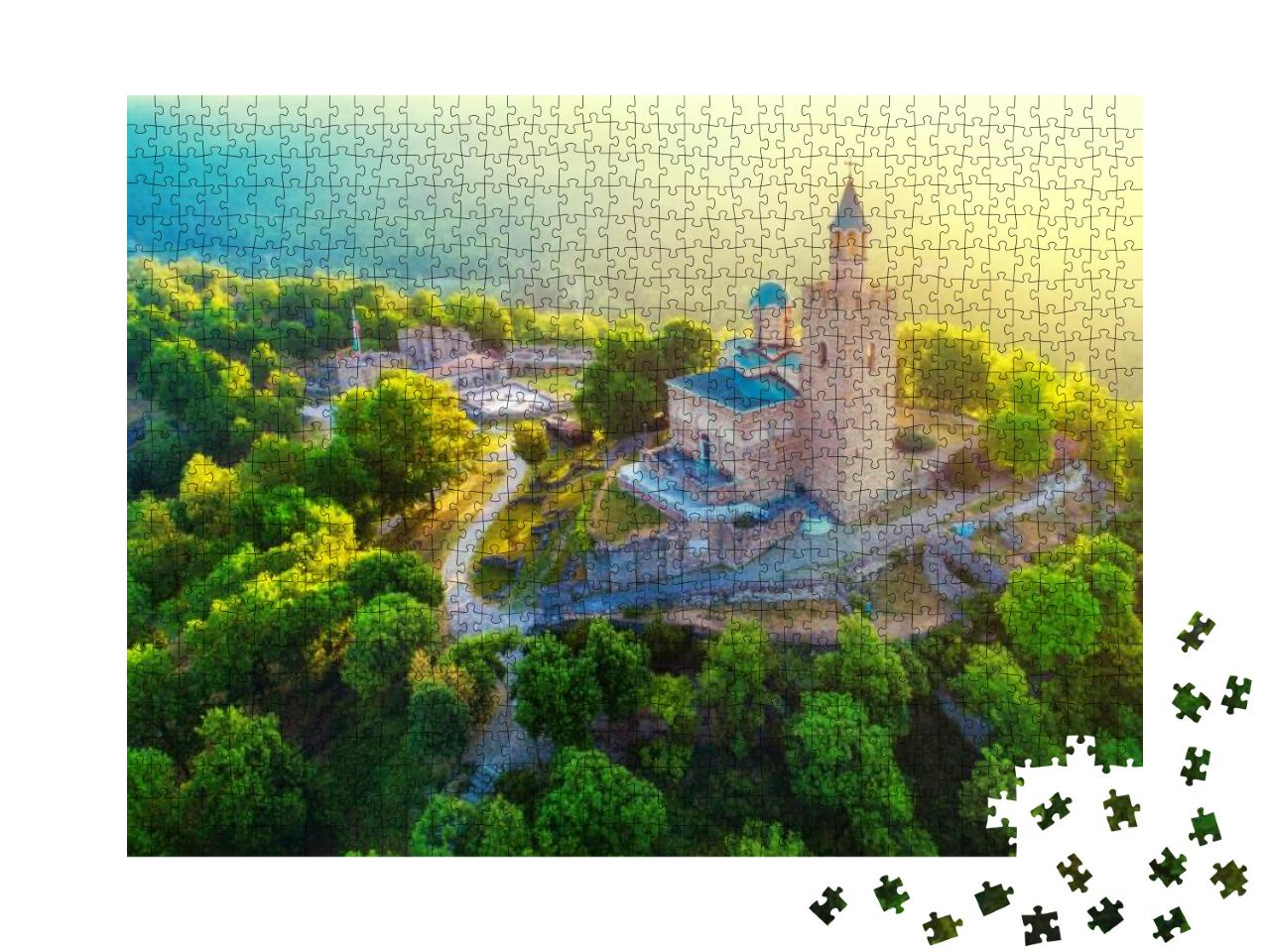 Aerial Sunrise View of Tsarevets Fortress in Veliko Tarno... Jigsaw Puzzle with 1000 pieces