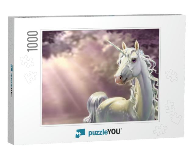 Unicorn in the Forest, Close-Up... Jigsaw Puzzle with 1000 pieces