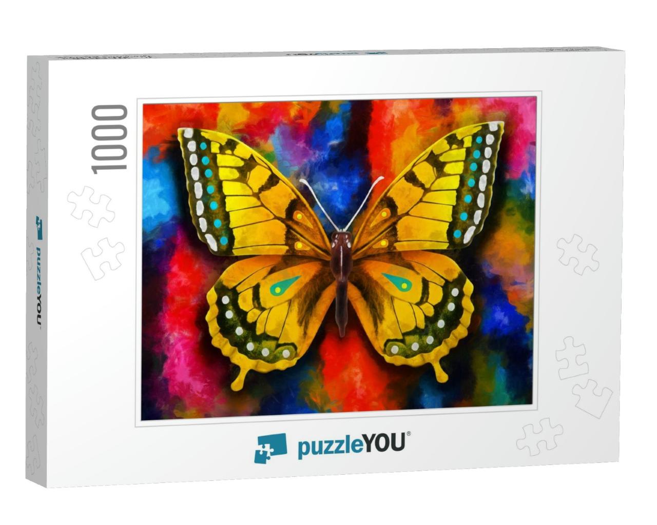 Modern Colorful Butterfly Oil Painting. Abstract Painting... Jigsaw Puzzle with 1000 pieces