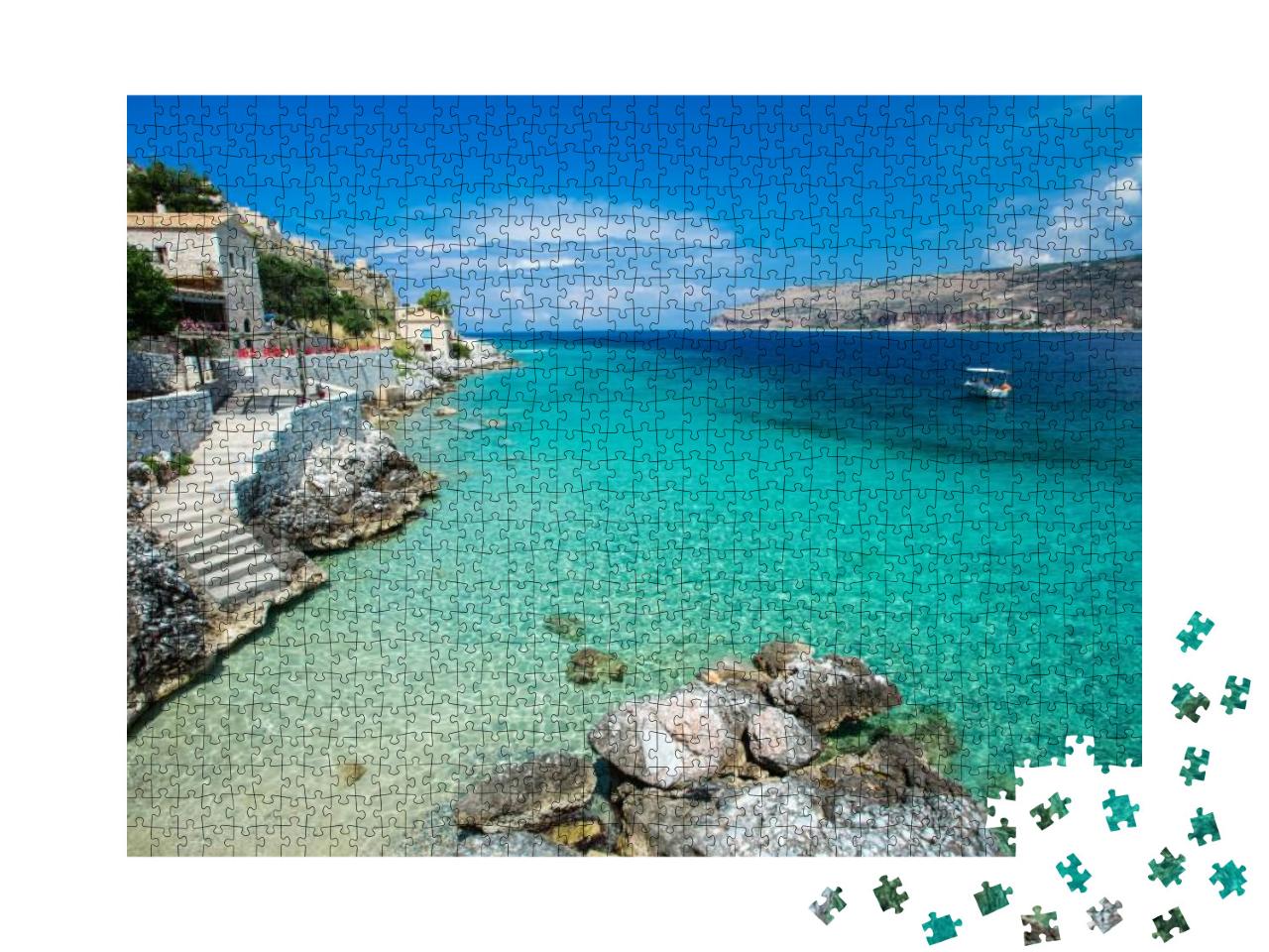 Turquoise Waters of Mediterranean Sea with Cliffs. Limeni... Jigsaw Puzzle with 1000 pieces