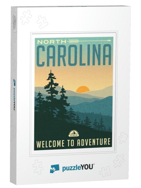 Retro Style Travel Poster or Sticker. United States, Nort... Jigsaw Puzzle