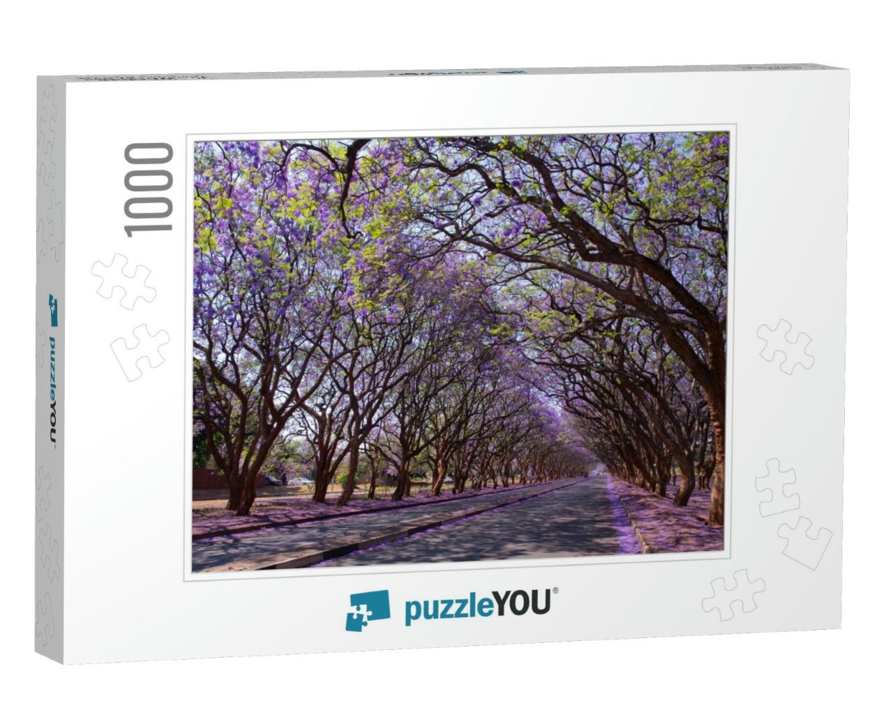 Blooming Jacaranda Trees Lining Milton Avenue, Harare, Zi... Jigsaw Puzzle with 1000 pieces