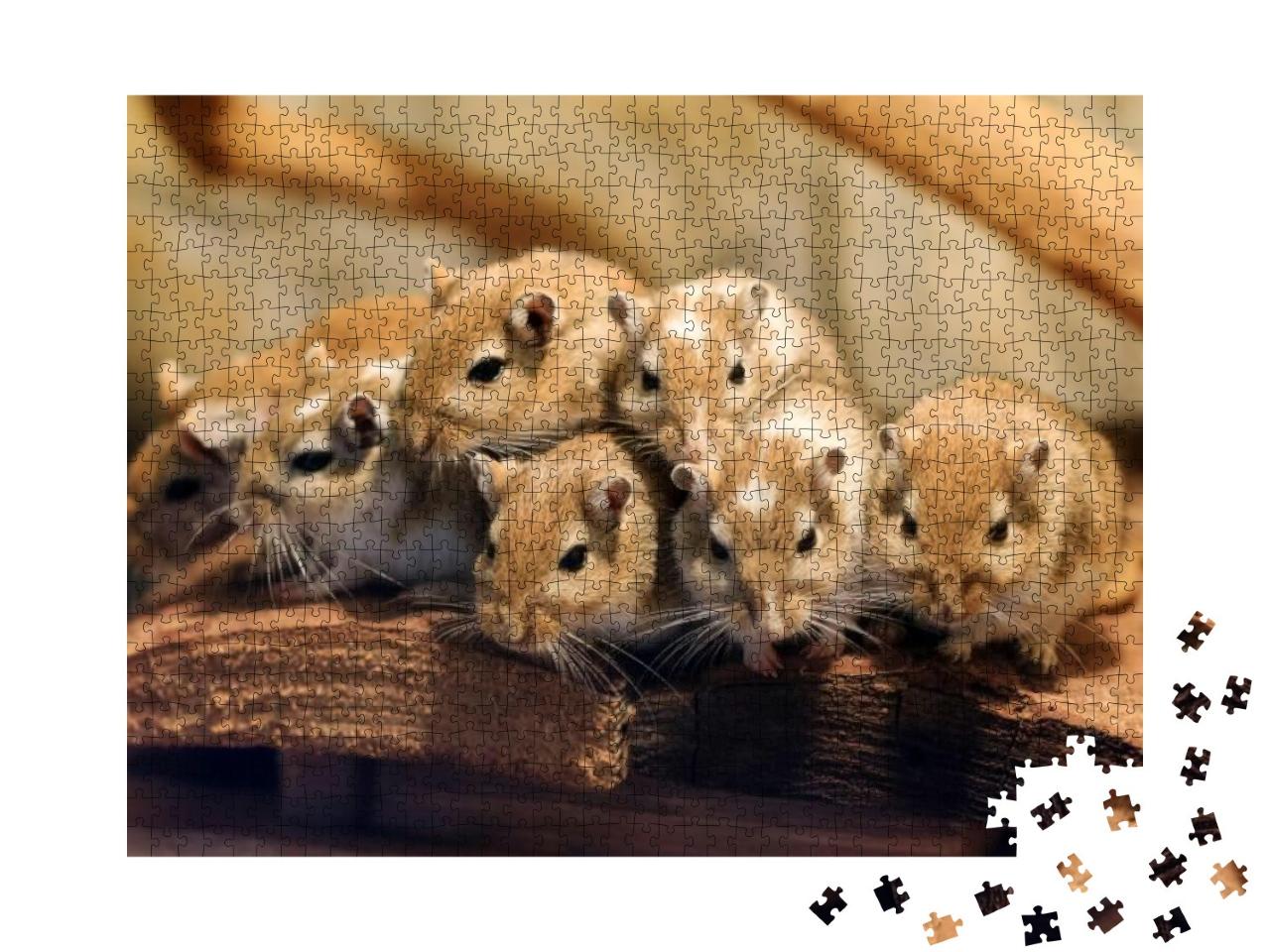 Beautiful Close Up a Cute Family of Mongolian Gerbil or M... Jigsaw Puzzle with 1000 pieces