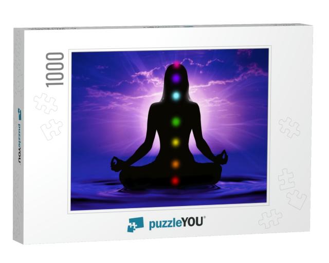 Silhouette of Woman Doing Yoga & Where Has Scored Seven C... Jigsaw Puzzle with 1000 pieces