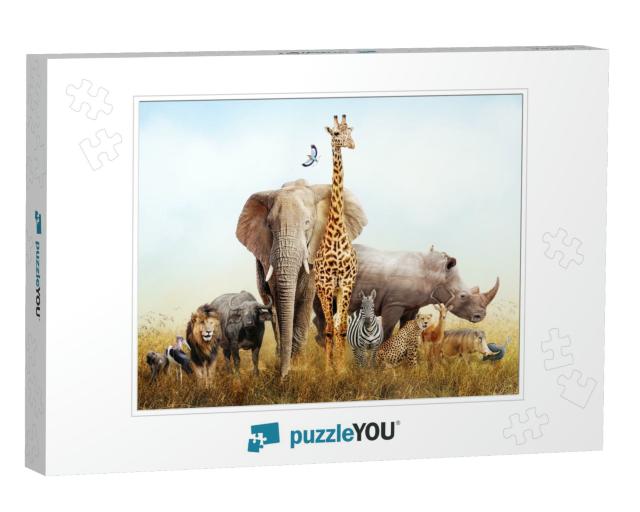 Large Group of African Safari Animals Composited Together... Jigsaw Puzzle