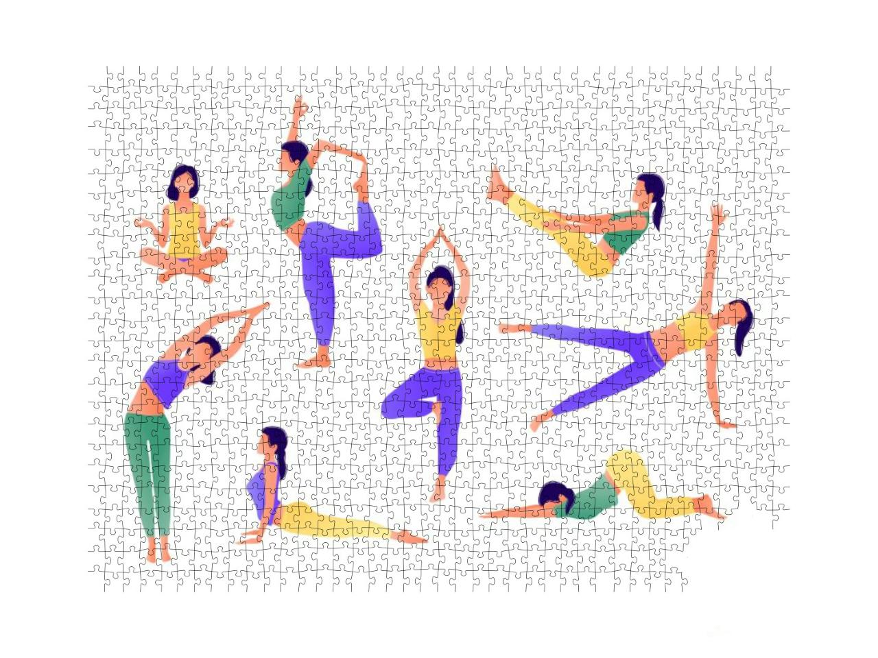 Yoga Workout Girl Set. Women Doing Yoga Exercises... Jigsaw Puzzle with 1000 pieces