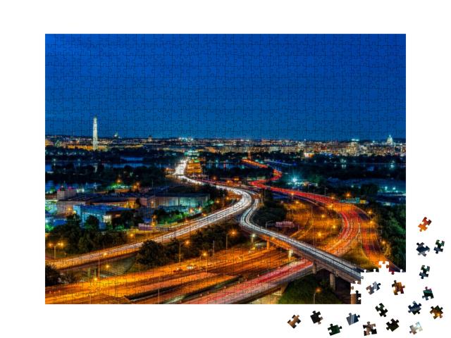 Sunset Over Washington D. C. from Arlington Virginia Roof... Jigsaw Puzzle with 1000 pieces