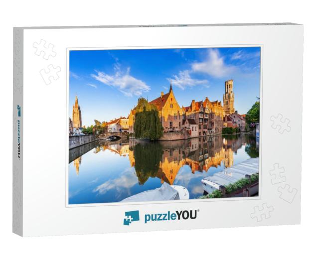 Bruges, Belgium. the Rozenhoedkaai Canal in Bruges with t... Jigsaw Puzzle