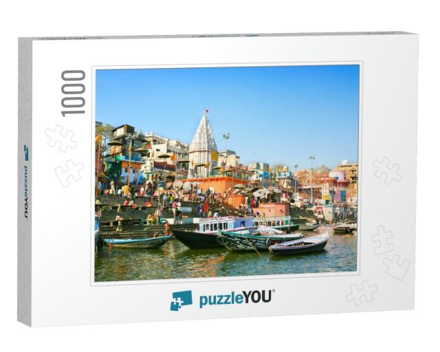 View to Prayag Ghat on the Sacred River Ganges At Uttar P... Jigsaw Puzzle with 1000 pieces