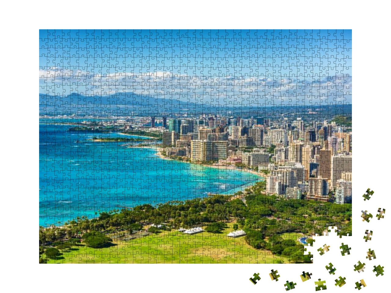Honolulu City View from Diamond Head Lookout, Waikiki Bea... Jigsaw Puzzle with 1000 pieces