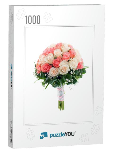 Wedding Bridal Bouquet of Roses. Isolated... Jigsaw Puzzle with 1000 pieces