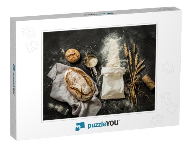 Rustic Bread, Flour Sprinkled from the White Paper Bag, M... Jigsaw Puzzle