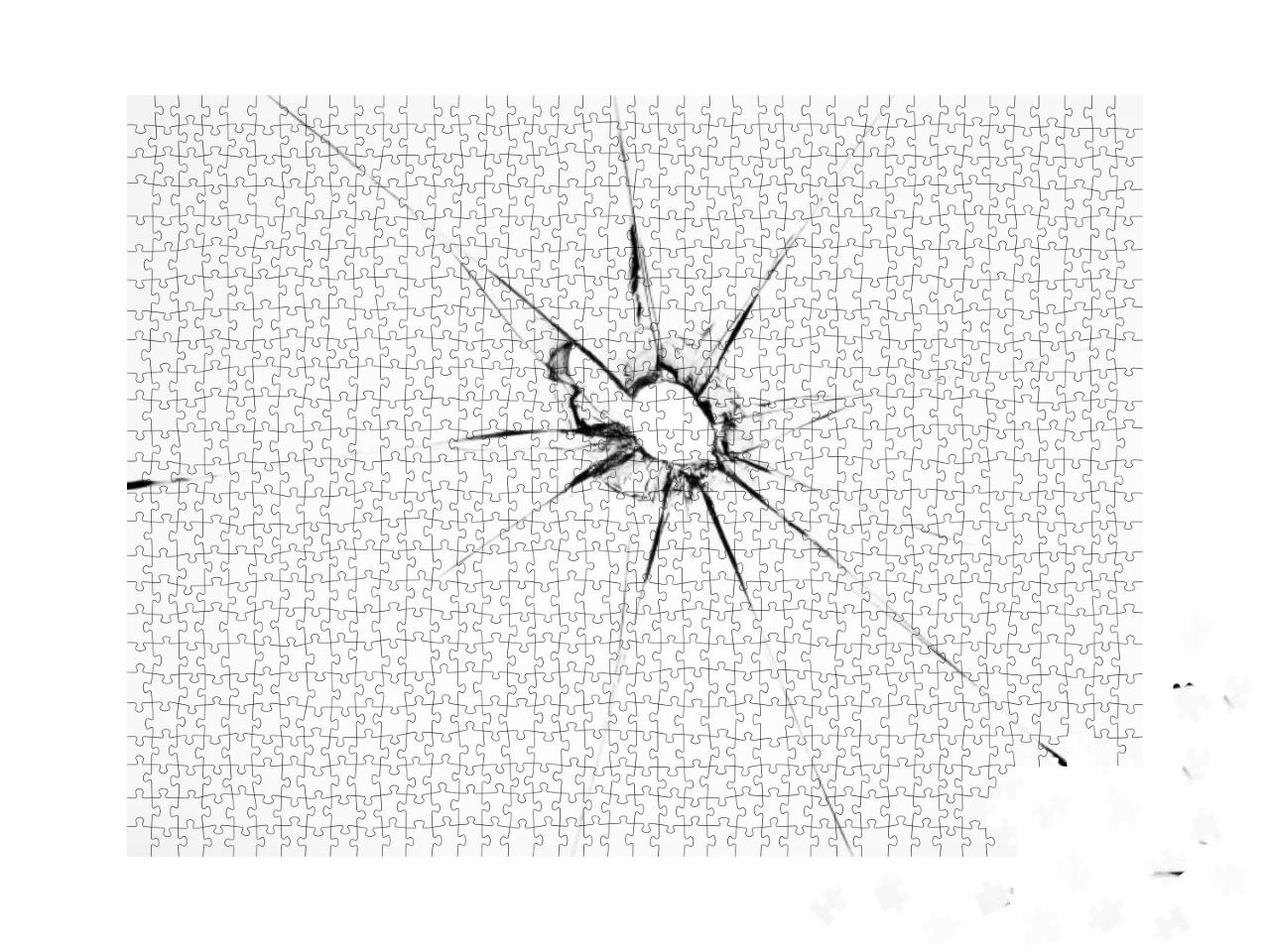 Broken Glass Texture with Hole in Center Isolated on Whit... Jigsaw Puzzle with 1000 pieces