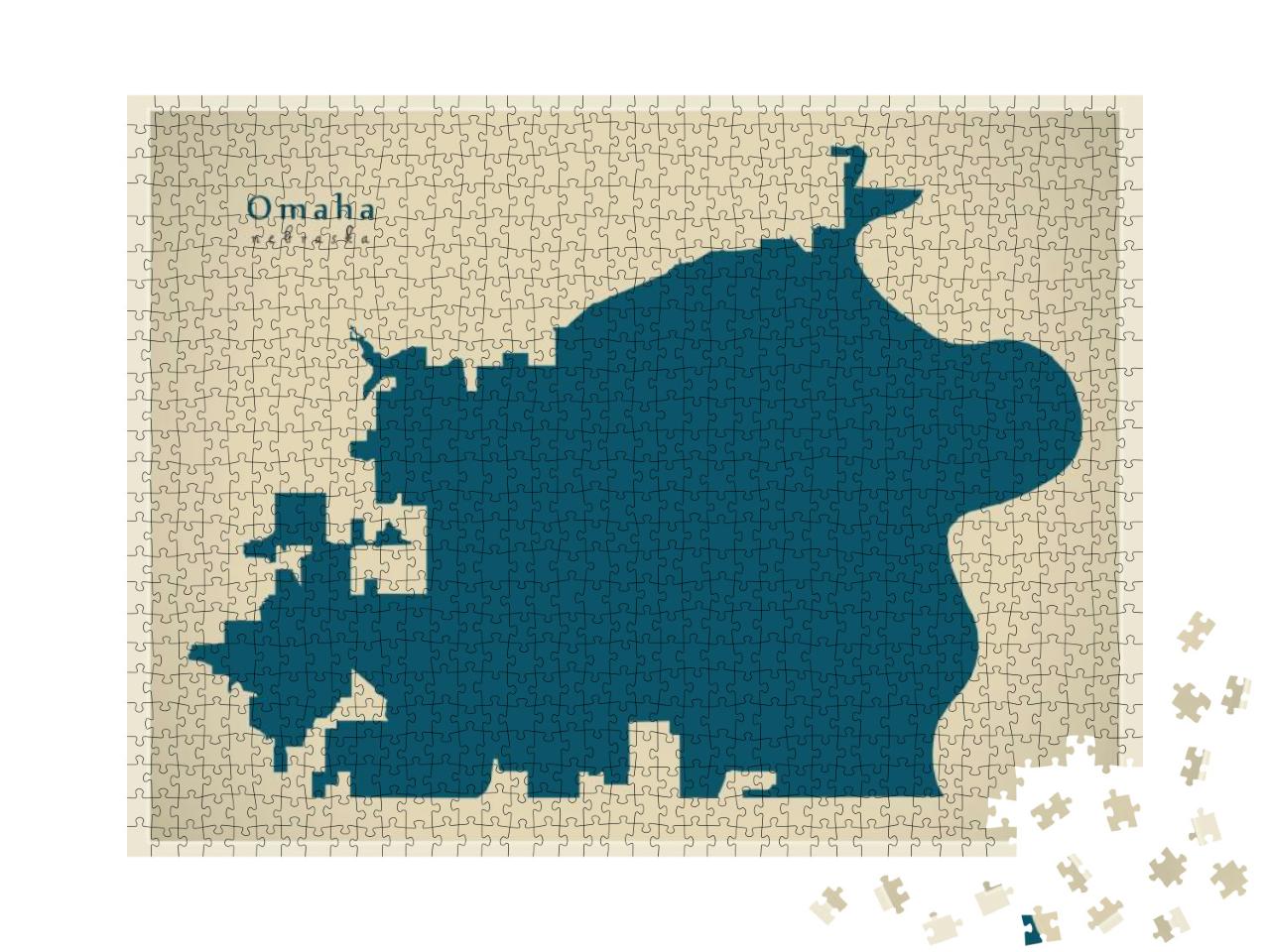 Modern Map - Omaha Nebraska City of the Usa... Jigsaw Puzzle with 1000 pieces