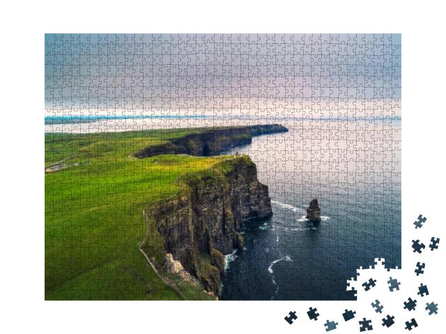Aerial View of the Scenic Cliffs of Moher in Ireland. Thi... Jigsaw Puzzle with 1000 pieces