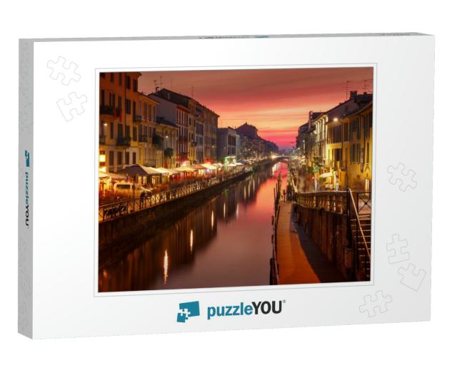 Bridge Across the Naviglio Grande Canal At Sunset, Milan... Jigsaw Puzzle