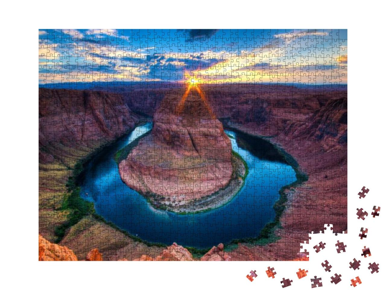 Horseshoe Bend, Sunset in the Colorado Canyon... Jigsaw Puzzle with 1000 pieces