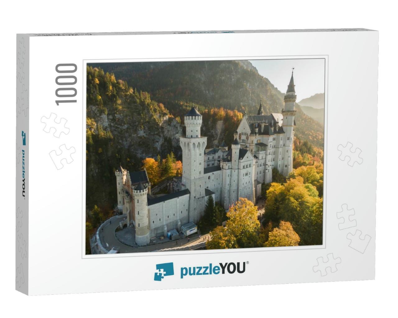 Aerial View Neuschwanstein Castle in Schwangau, Germany... Jigsaw Puzzle with 1000 pieces