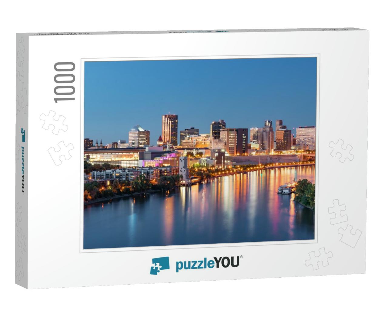 St. Paul, Minnesota Night Skyline Along the Mississippi R... Jigsaw Puzzle with 1000 pieces