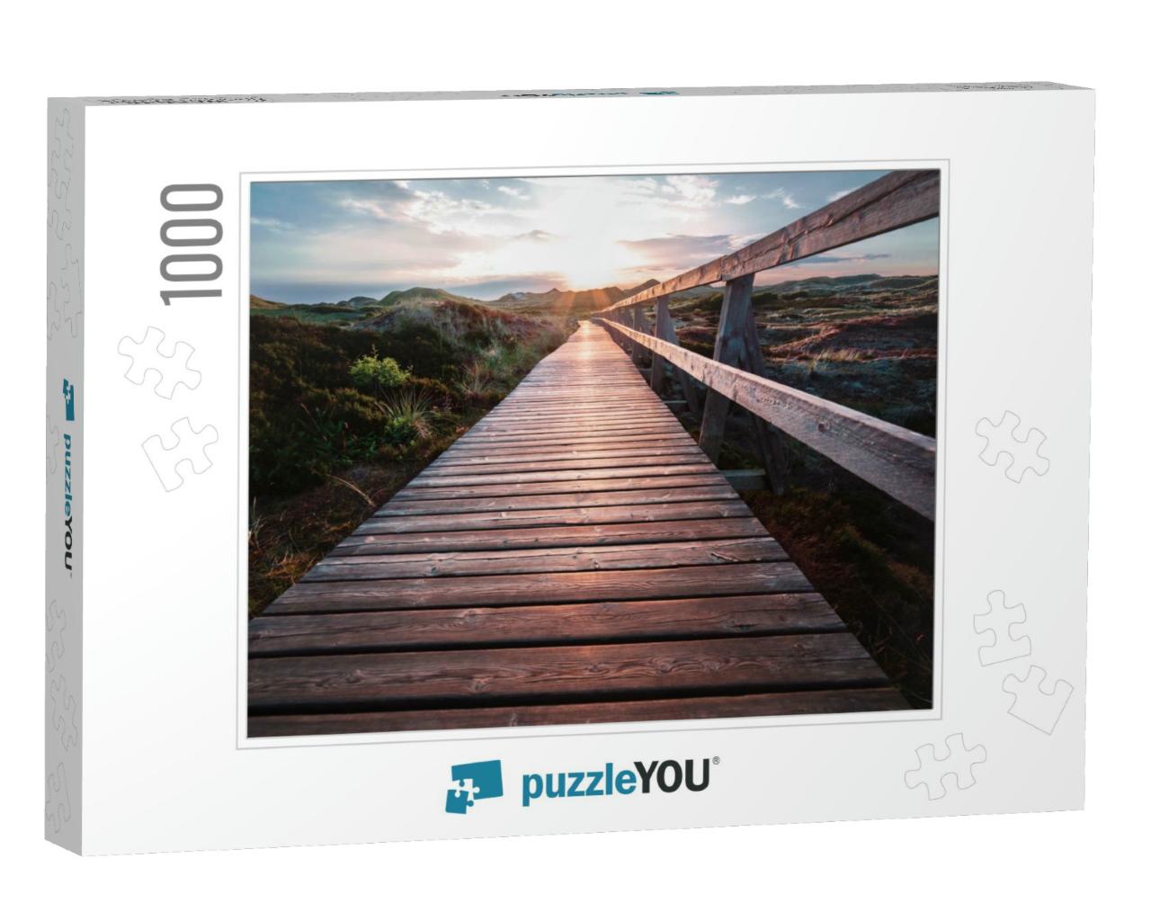 Deserted Wooden Boardwalk Leading Away Through Coastal Du... Jigsaw Puzzle with 1000 pieces