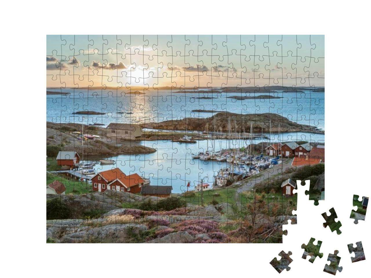 Fishing Harbor of Swedish Skerry Island of Ramsoe, Wester... Jigsaw Puzzle with 200 pieces