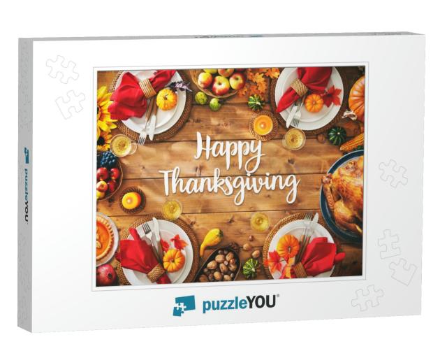 Thanksgiving Celebration Traditional Dinner Setting Meal... Jigsaw Puzzle