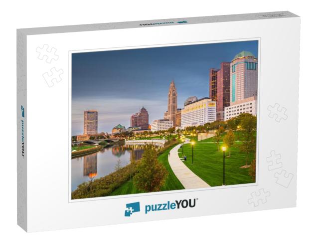 Columbus, Ohio, USA Skyline on the River At Dusk... Jigsaw Puzzle