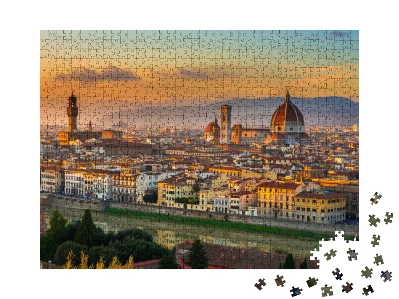Sunset View of Florence & Duomo. Italy... Jigsaw Puzzle with 1000 pieces