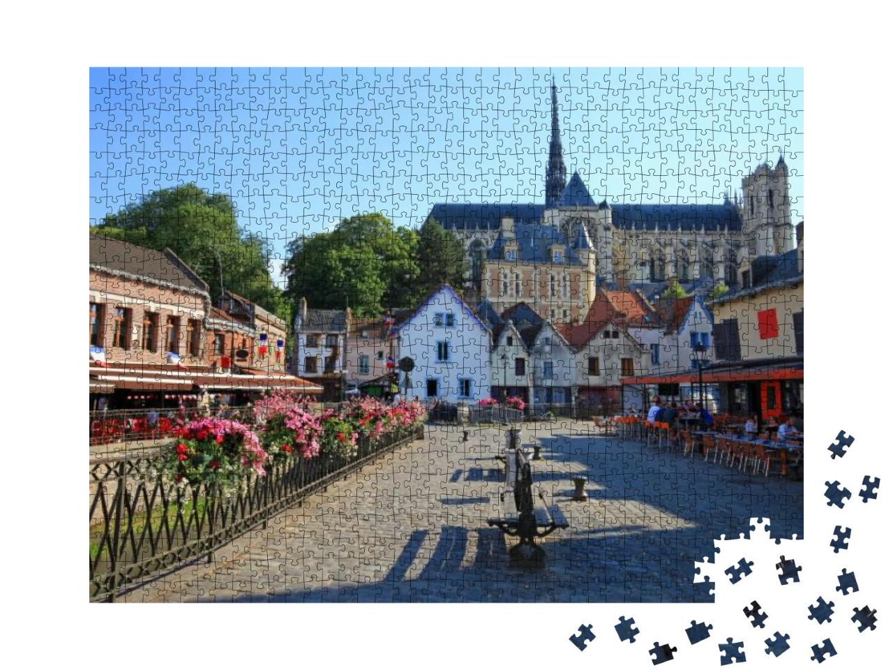 Amiens, France, the Saint-Leu Quarter & the Cathedral... Jigsaw Puzzle with 1000 pieces