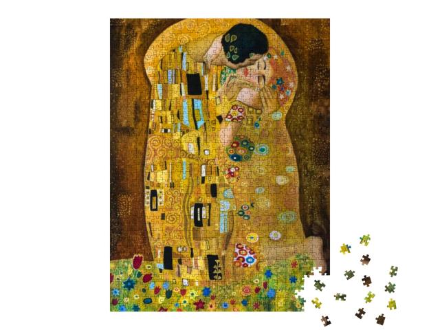 Klimt Inspired Abstract Art, Batik Painting on the Ground... Jigsaw Puzzle with 1000 pieces
