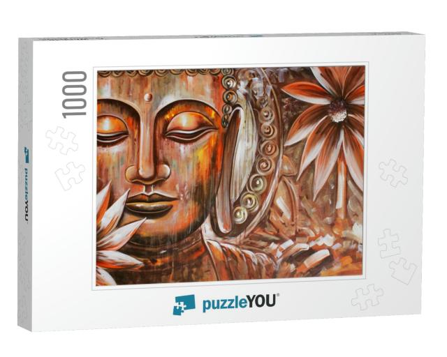 Spiritual Lord Buddha Meditating Texture Background Artwo... Jigsaw Puzzle with 1000 pieces