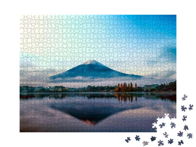 Mt Fuji in the Early Morning with Reflection on the Lake... Jigsaw Puzzle with 1000 pieces