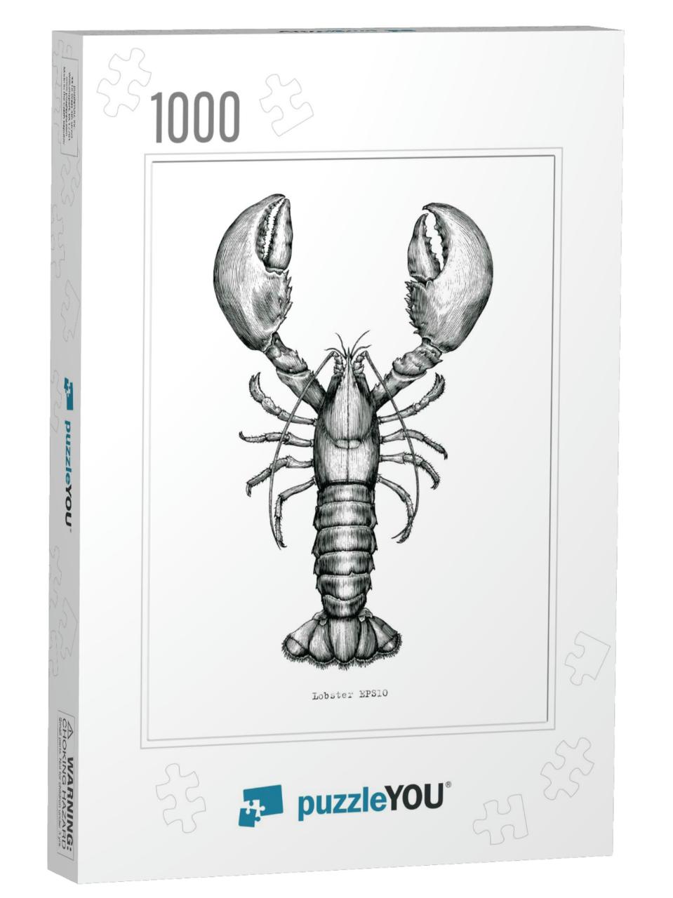 Lobster Hand Drawing Vintage Engraving Illustration... Jigsaw Puzzle with 1000 pieces
