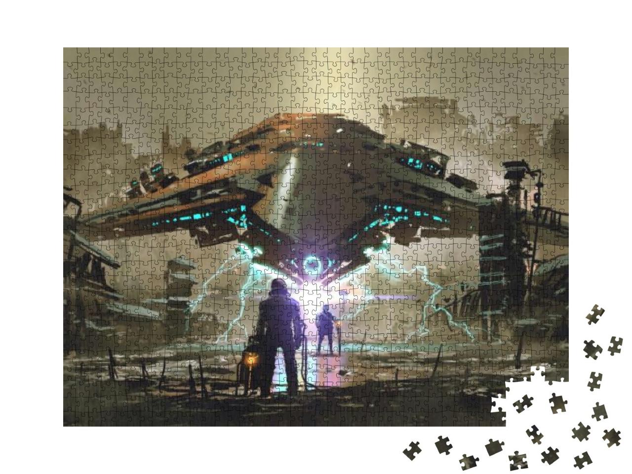The Encounter Between Two Futuristic Humans with the Spac... Jigsaw Puzzle with 1000 pieces