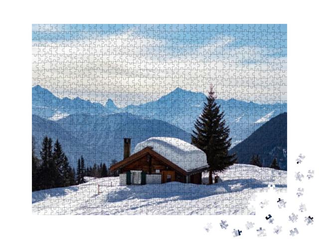 A Tiny House in the Swiss-Alps! with Lot of Snow & Perfec... Jigsaw Puzzle with 1000 pieces