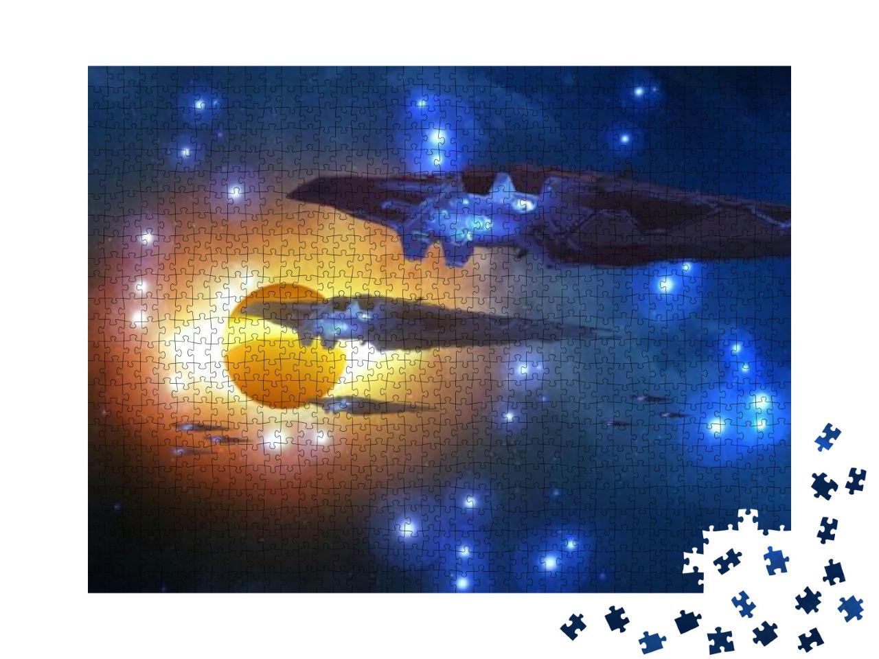 3D Illustration. Futuristic Science Fiction Scenery. Spac... Jigsaw Puzzle with 1000 pieces