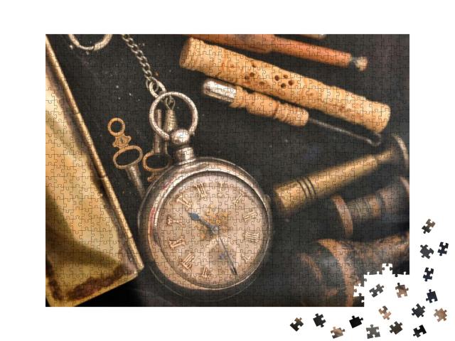 Old Pocket Watch & Flea Market Stuff... Jigsaw Puzzle with 1000 pieces