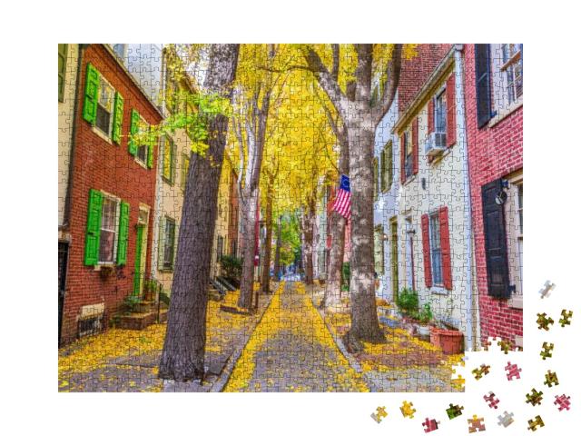 Autumn Alleyway in Philadelphia, Pennsylvania, Usa... Jigsaw Puzzle with 1000 pieces