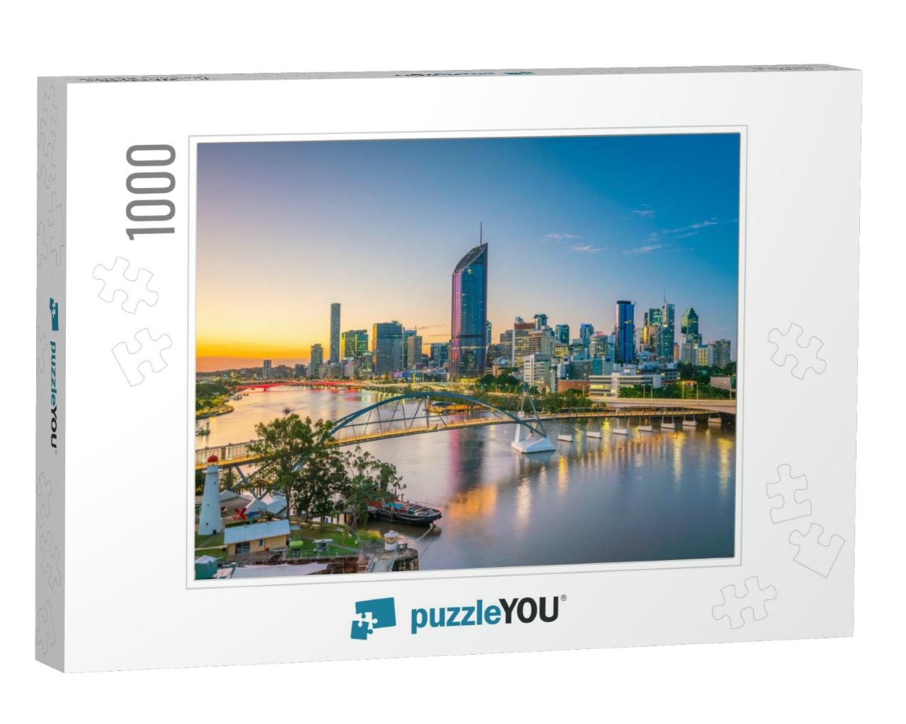 Brisbane City Skyline & Brisbane River At Twilight in Aus... Jigsaw Puzzle with 1000 pieces
