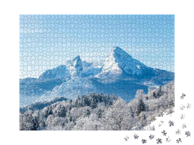 Beautiful View of Famous Watzmann Mountain Peak on a Cold... Jigsaw Puzzle with 1000 pieces