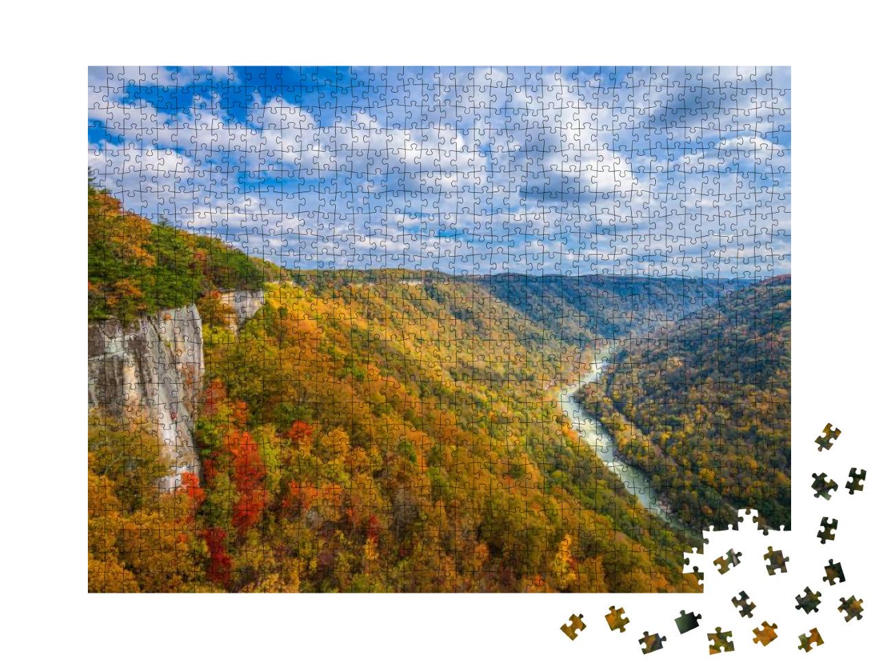 New River Gorge, West Virginia, USA Autumn Landscape At th... Jigsaw Puzzle with 1000 pieces