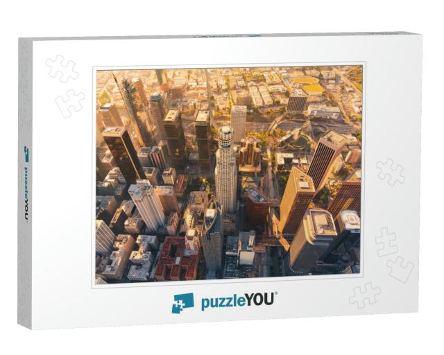 Aerial View of a Downtown Los Angeles At Sunset... Jigsaw Puzzle