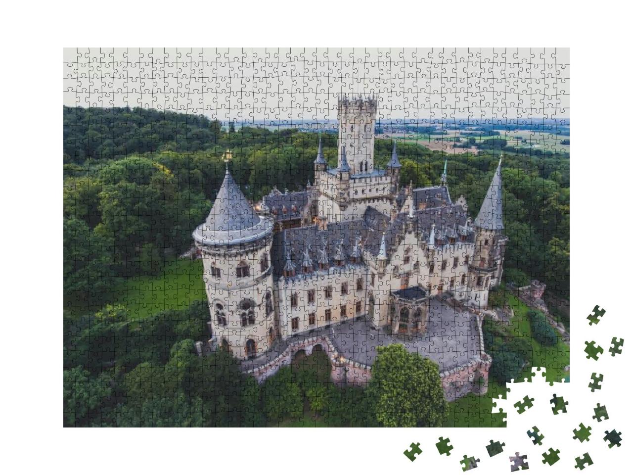 View of Marienburg Castle, a Gothic Revival Castle in Low... Jigsaw Puzzle with 1000 pieces