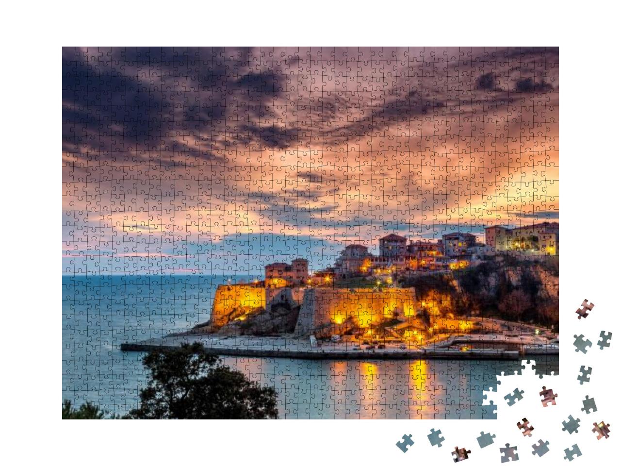 Ulcinj Old Town Fortress with Purple After Sunset Light... Jigsaw Puzzle with 1000 pieces